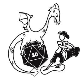 The club's logo, featuring a matador fighting a dragon that sits atop a d20.